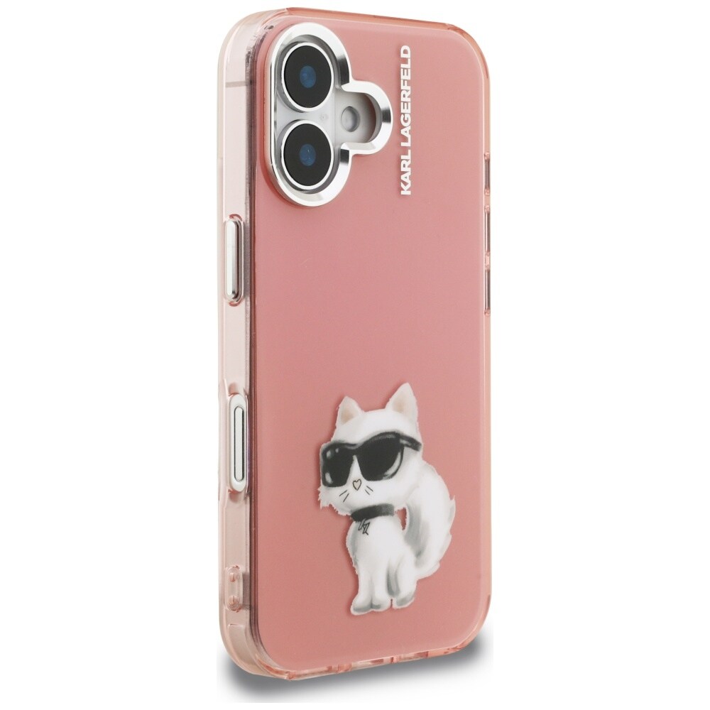 Karl Lagerfeld IML Aquarelle Choupette & Logo iPhone 16-etui – lyserød