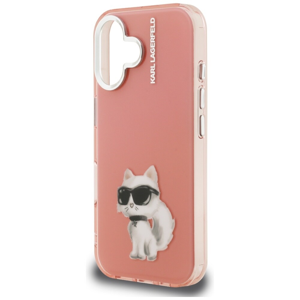 Karl Lagerfeld IML Aquarelle Choupette & Logo iPhone 16-etui – lyserød
