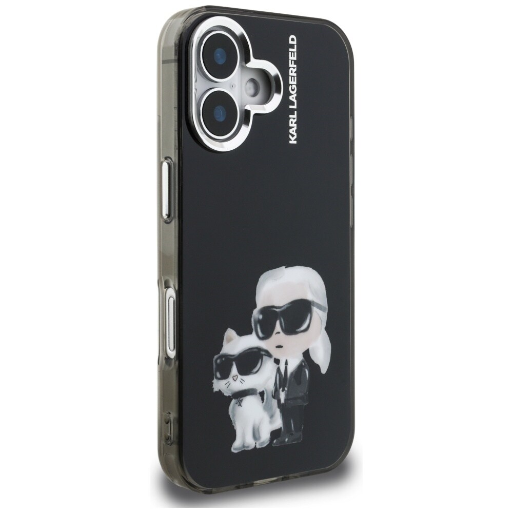 Karl Lagerfeld IML Aquarelle Karl & Choupette & Logo iPhone 16-etui – sort