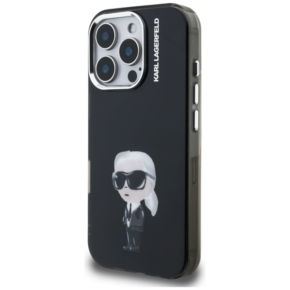 Karl Lagerfeld IML Aquarelle Karl & Logo MagSafe-etui til iPhone 16 Pro – Sort