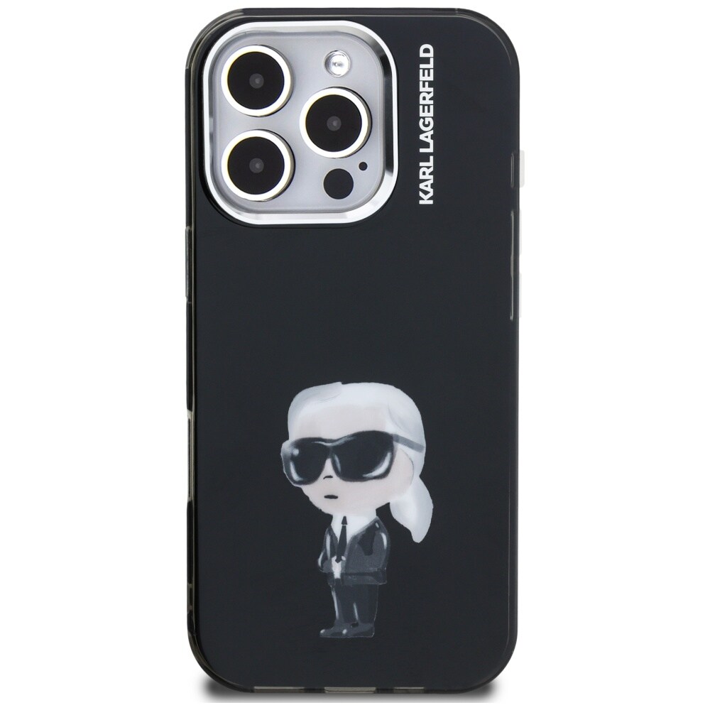 Karl Lagerfeld IML Aquarelle Karl & Logo MagSafe-etui til iPhone 16 Pro – Sort
