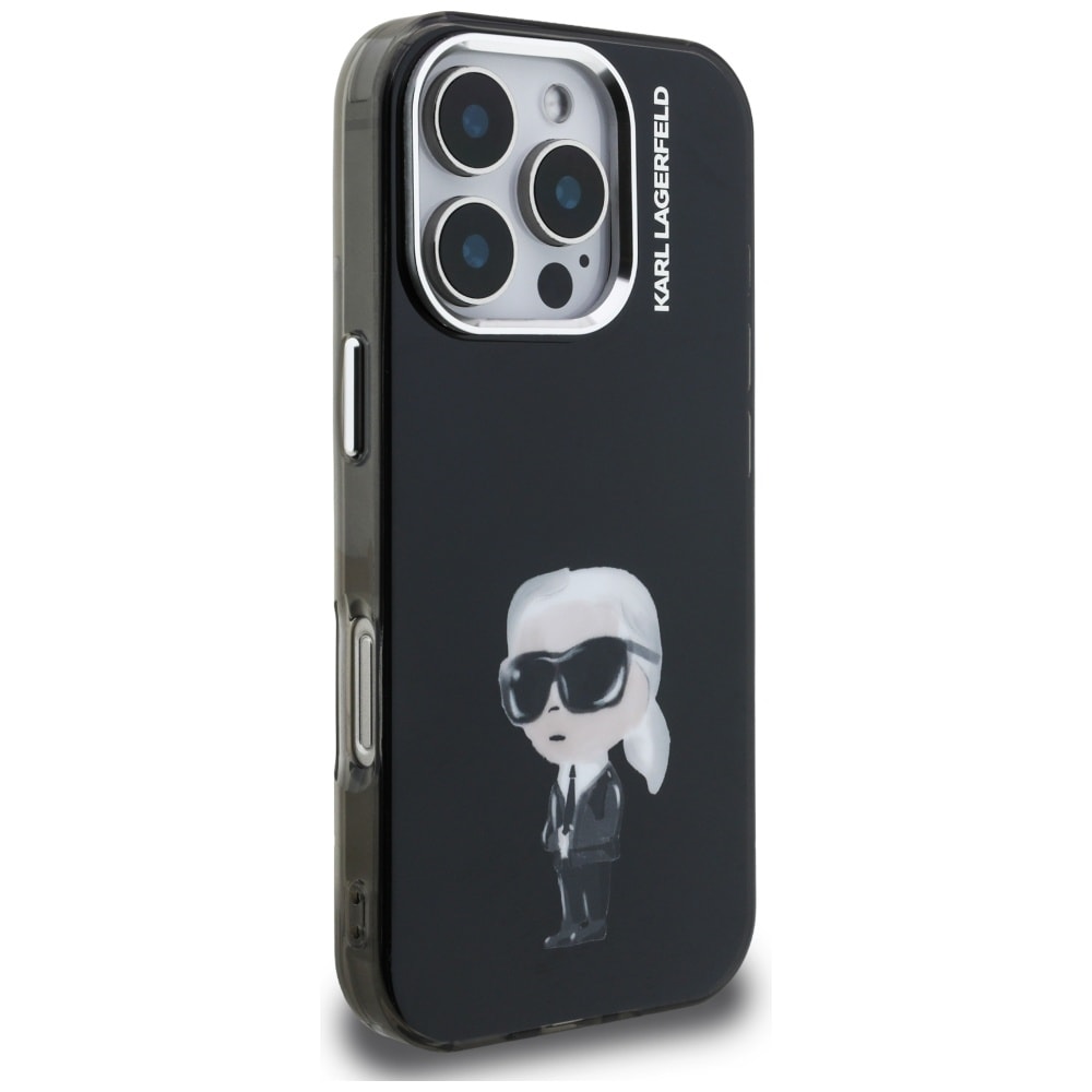 Karl Lagerfeld IML Aquarelle Karl & Logo MagSafe-etui til iPhone 16 Pro – Sort