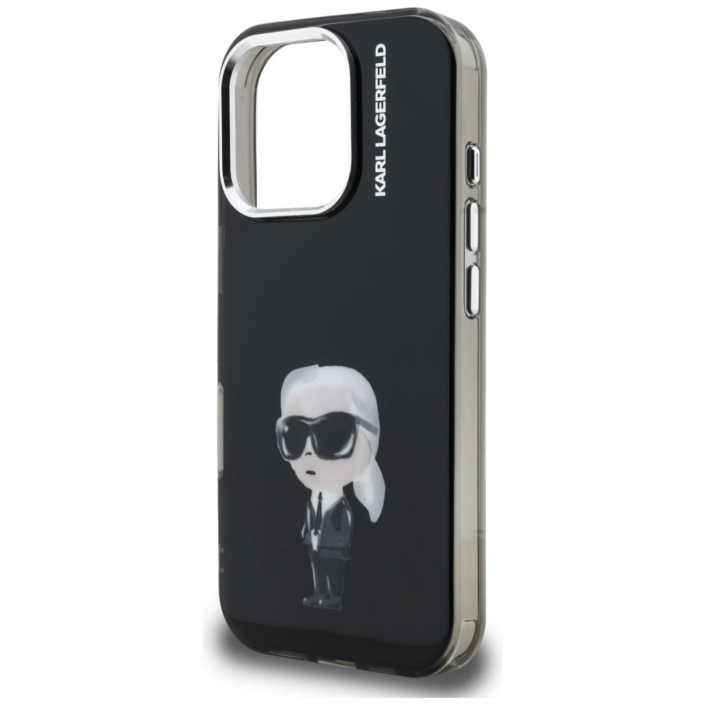 Karl Lagerfeld IML Aquarelle Karl & Logo MagSafe-etui til iPhone 16 Pro – Sort