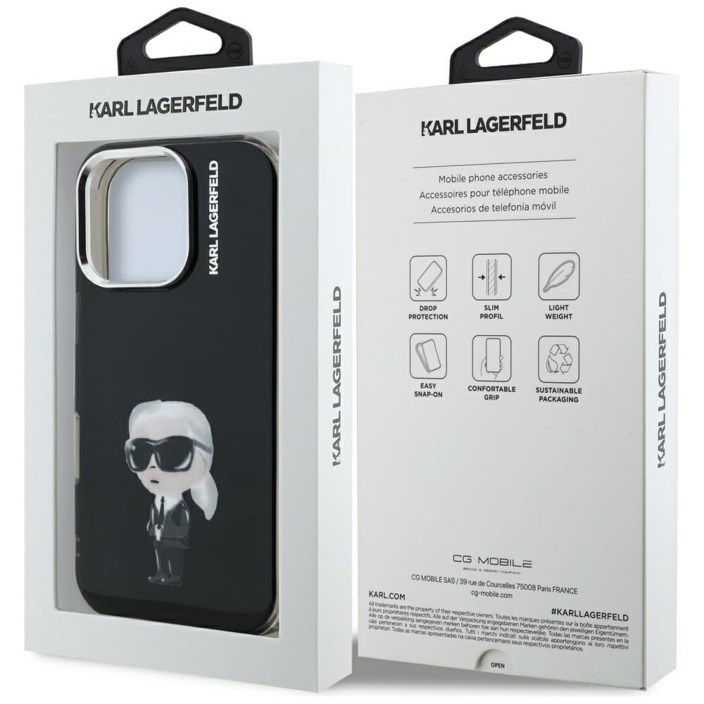 Karl Lagerfeld IML Aquarelle Karl & Logo MagSafe-etui til iPhone 16 Pro – Sort