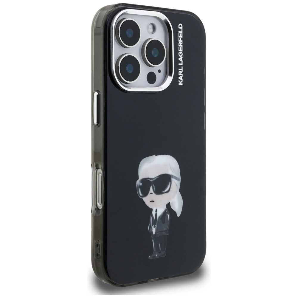 Karl Lagerfeld IML Aquarelle Karl & Logo MagSafe-etui til iPhone 16 Pro Max – Sort