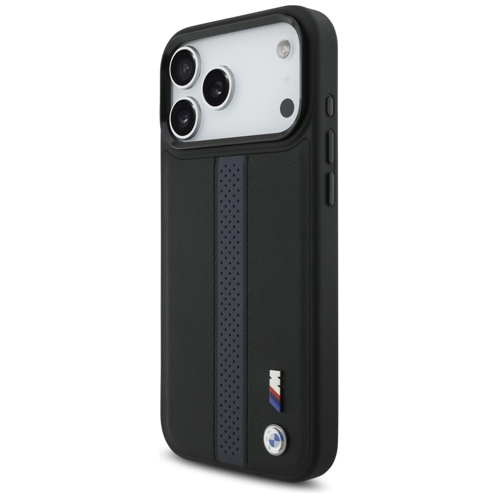 BMW M MagSafe-etui med perforeret stribe-logo til iPhone 17 Pro Max – Blå