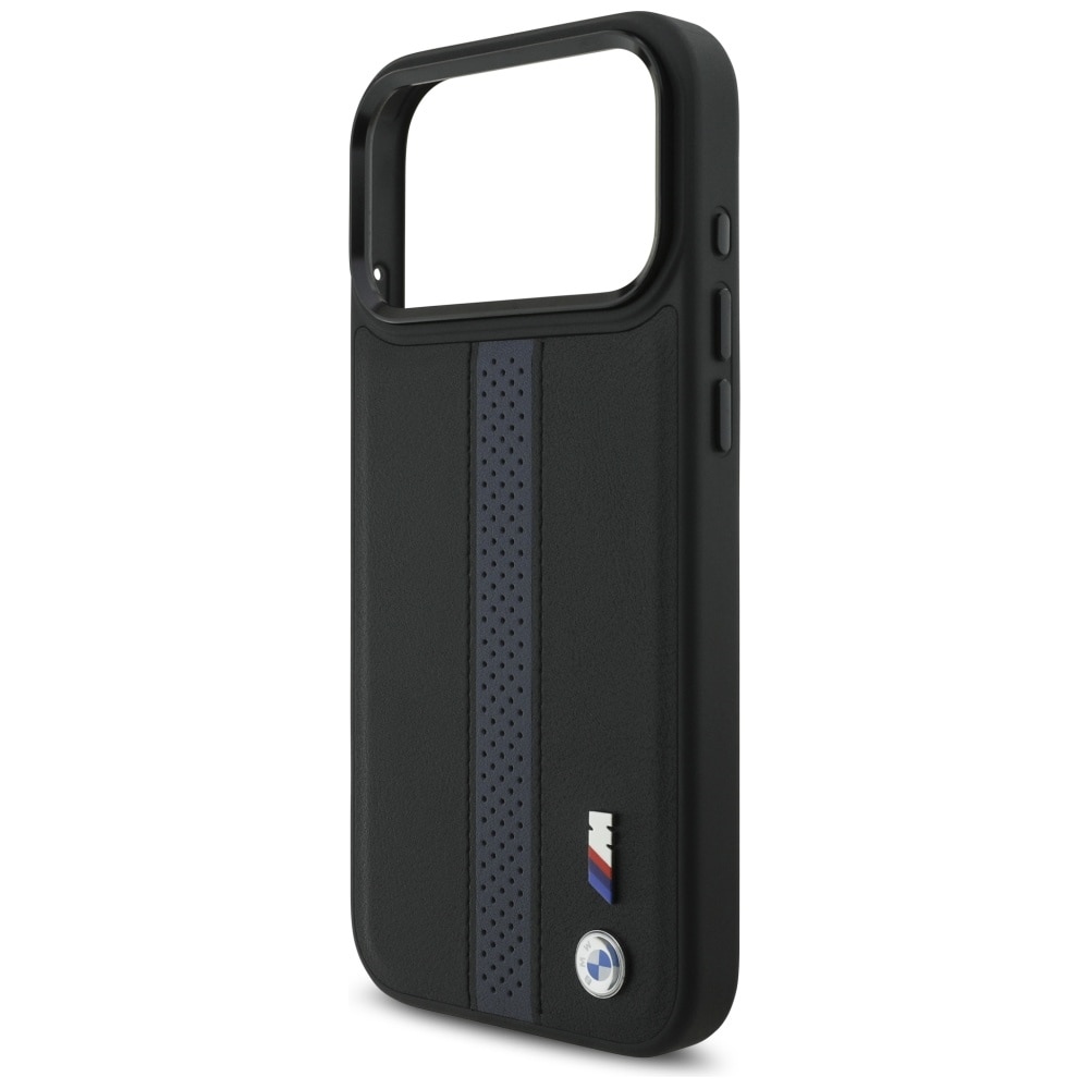 BMW M MagSafe-etui med perforeret stribe-logo til iPhone 17 Pro Max – Blå