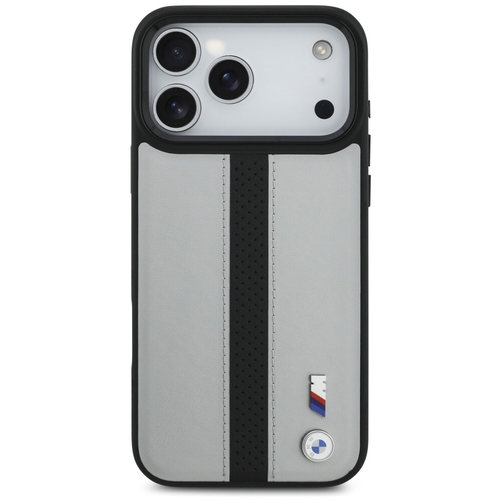 BMW M MagSafe-etui med perforeret stribe-logo til iPhone 17 Pro Max – grå