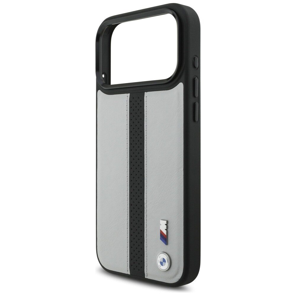 BMW M MagSafe-etui med perforeret stribe-logo til iPhone 17 Pro Max – grå
