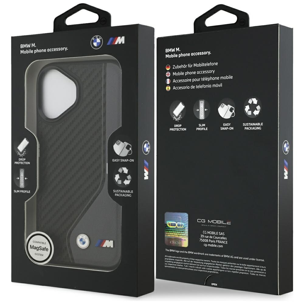 BMW M Carbon-logo MagSafe-etui til iPhone 17 – sort og grå