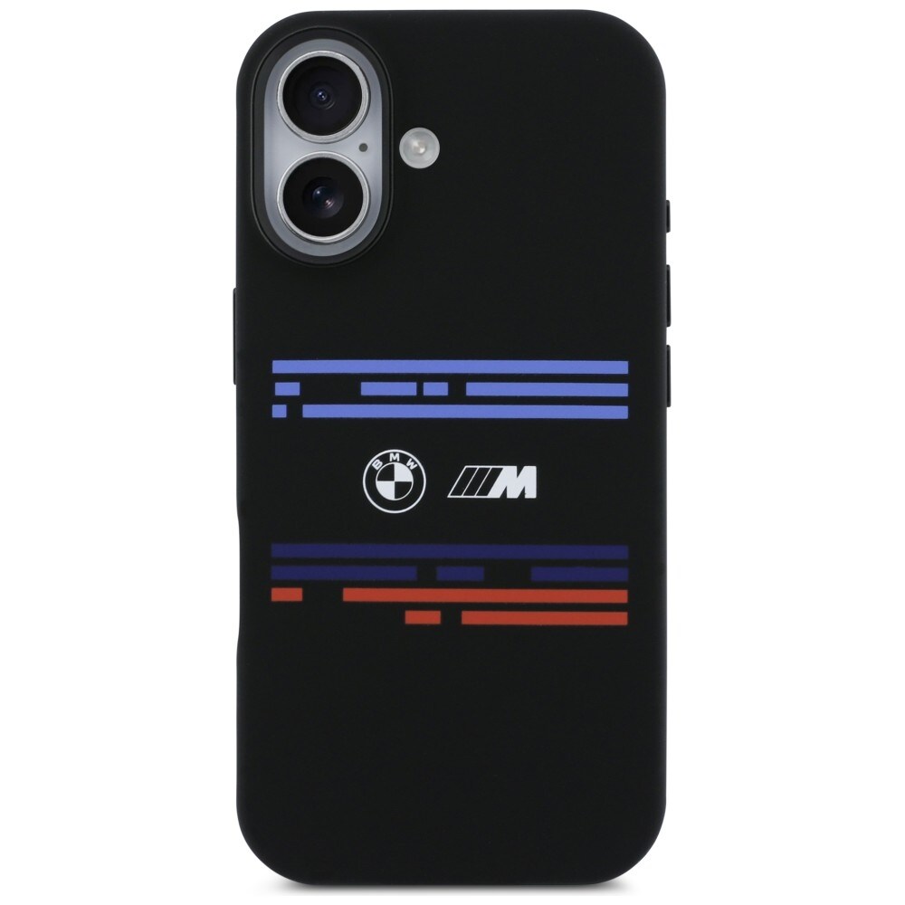 BMW M Silicon MagSafe-etui med vandrette linjer til iPhone 17 – Sort