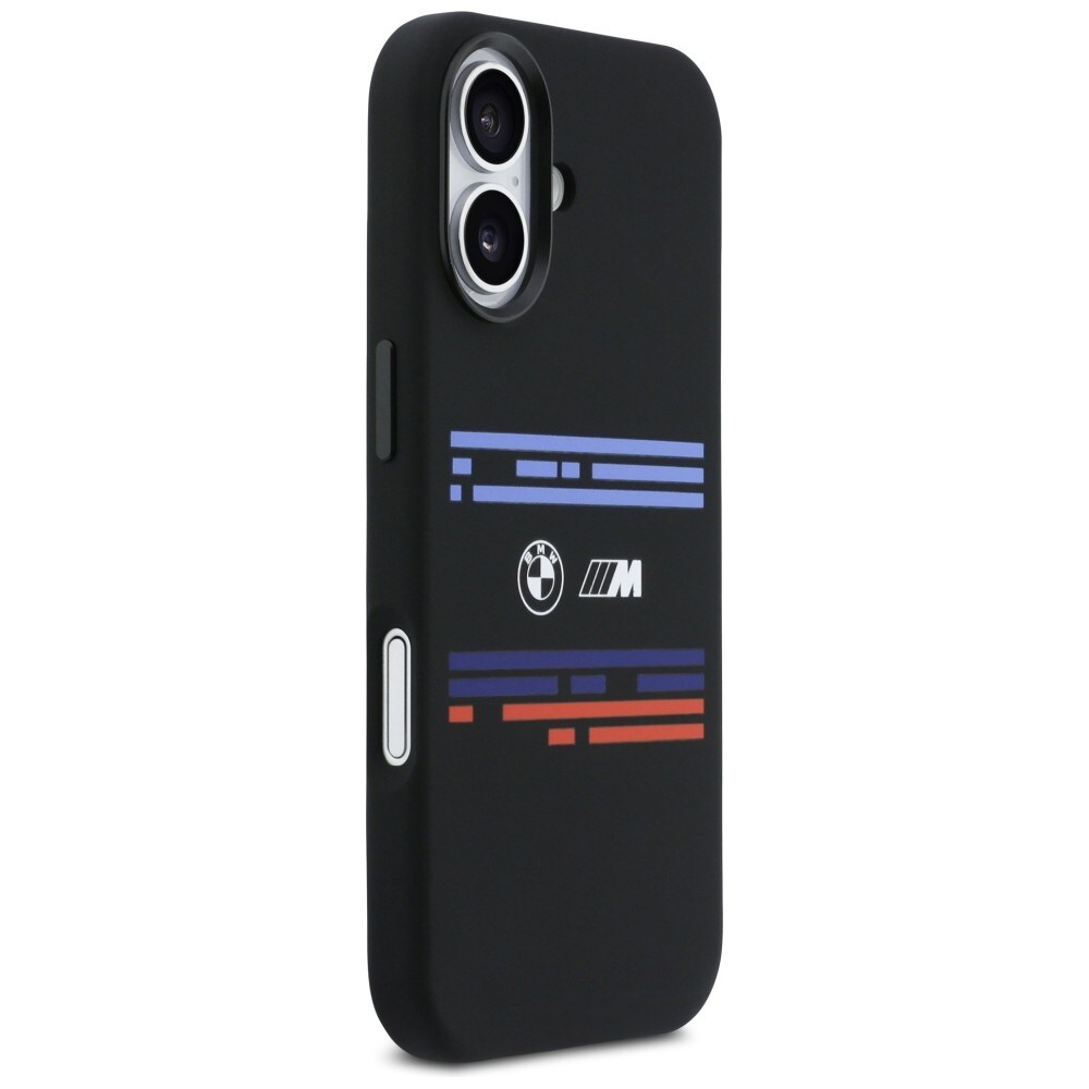 BMW M Silicon MagSafe-etui med vandrette linjer til iPhone 17 – Sort