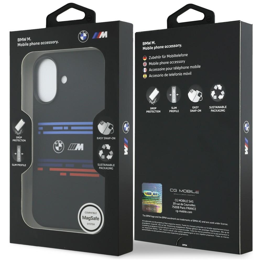 BMW M Silicon MagSafe-etui med vandrette linjer til iPhone 17 – Sort