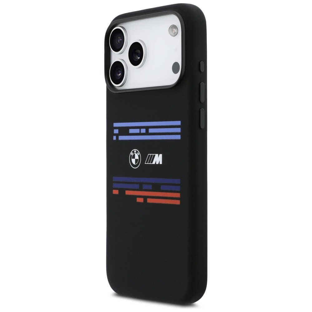 BMW M Silicon MagSafe-etui med vandrette linjer til iPhone 17 Pro Max – Sort