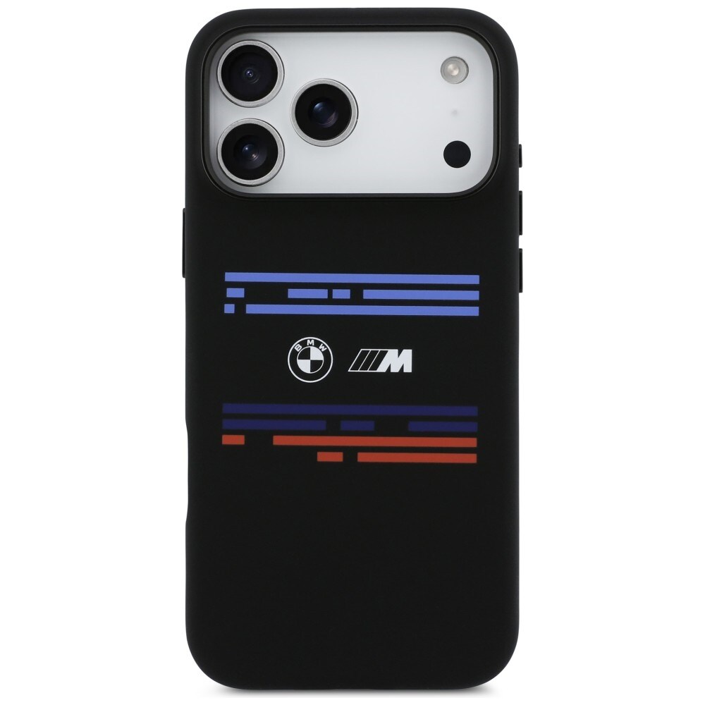 BMW M Silicon MagSafe-etui med vandrette linjer til iPhone 17 Pro Max – Sort