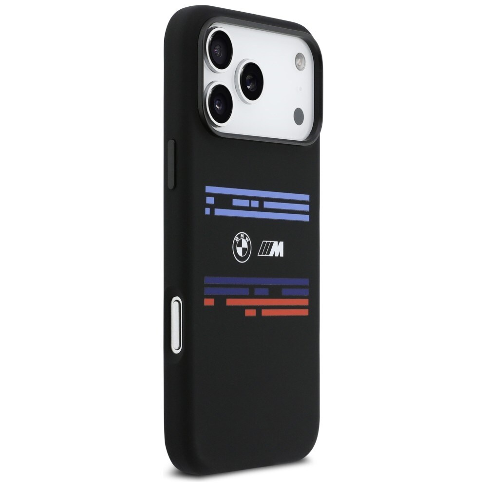 BMW M Silicon MagSafe-etui med vandrette linjer til iPhone 17 Pro Max – Sort