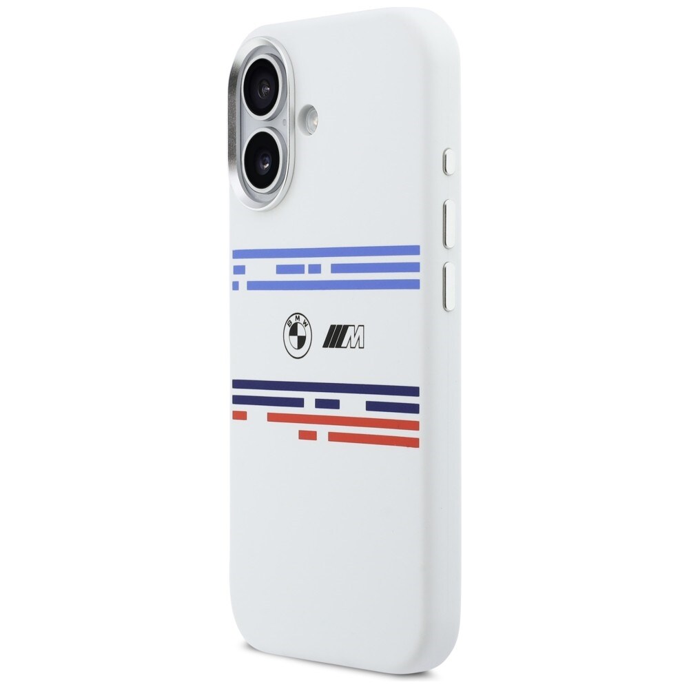 BMW M Silicon MagSafe-etui med vandrette linjer til iPhone 17 – hvid
