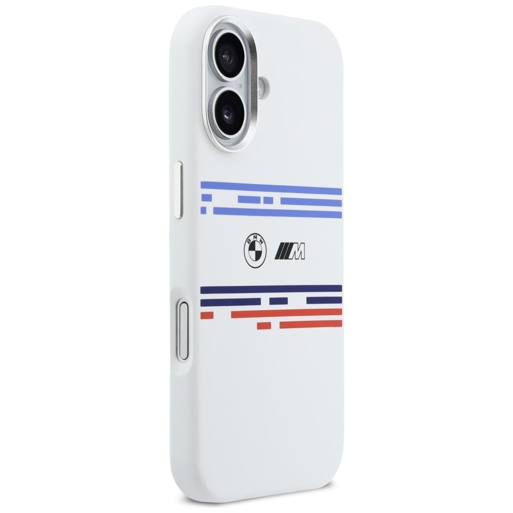 BMW M Silicon MagSafe-etui med vandrette linjer til iPhone 17 – hvid