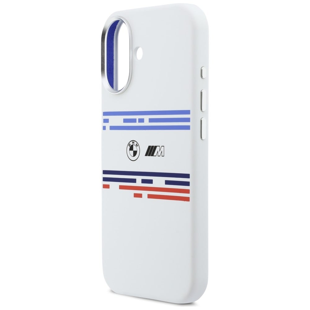 BMW M Silicon MagSafe-etui med vandrette linjer til iPhone 17 – hvid