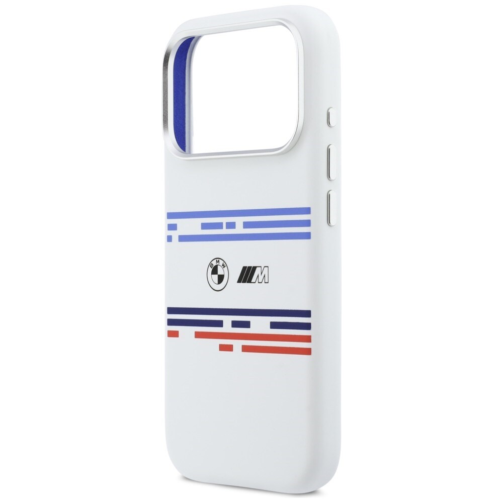 BMW M Silicon MagSafe-etui med vandrette linjer til iPhone 17 Pro – hvid