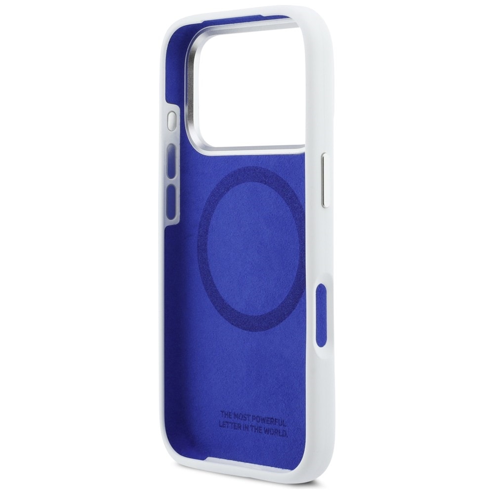 BMW M Silicon MagSafe-etui med vandrette linjer til iPhone 17 Pro – hvid