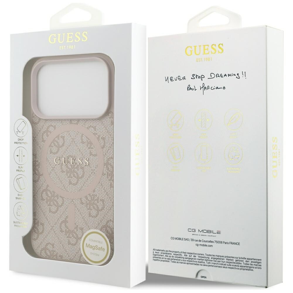 Guess 4G Ring Classic Logo MagSafe-etui til iPhone 17 Pro – lyserød