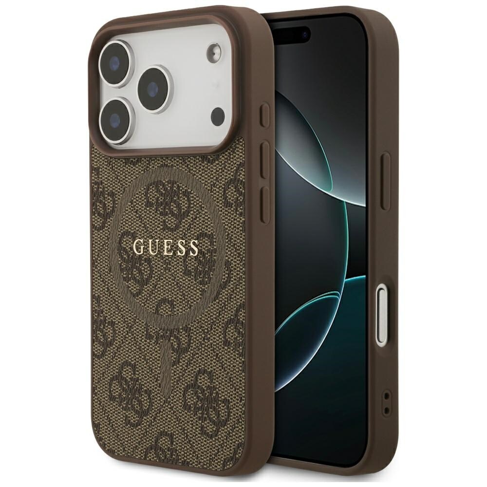 Guess 4G Ring Classic Logo MagSafe-fodral för iPhone 17 Pro – Brunt