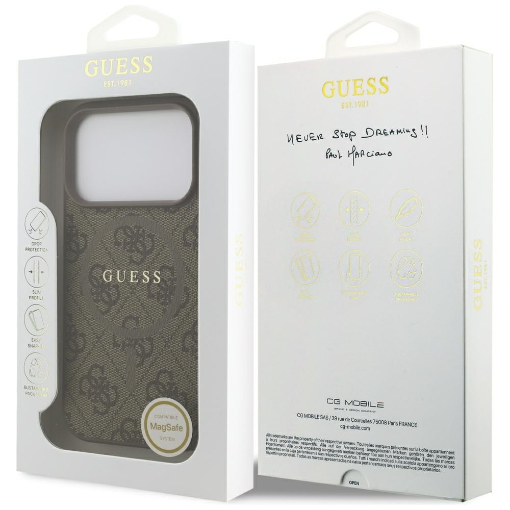 Guess 4G Ring Classic Logo MagSafe-etui til iPhone 17 Pro – Brun