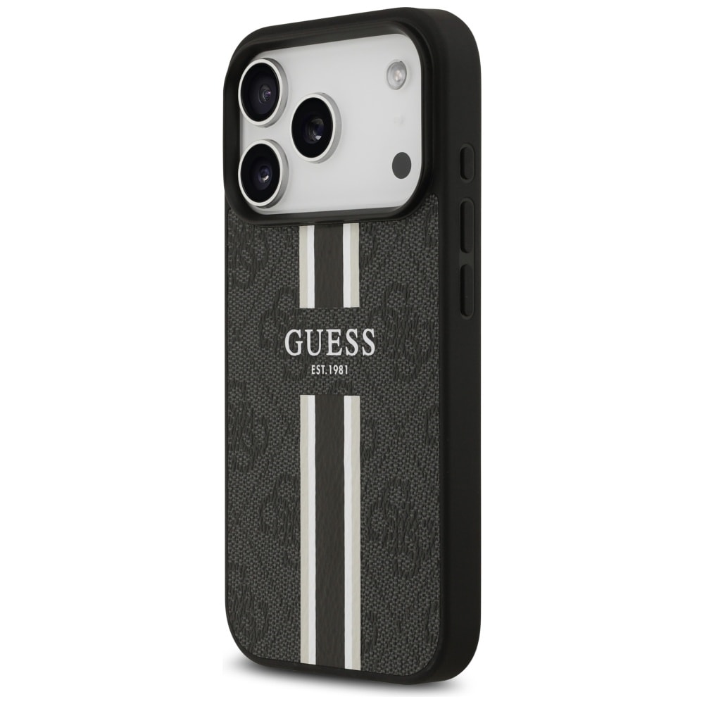 Guess 4G MagSafe-etui med trykte striber til iPhone 17 Pro – sort