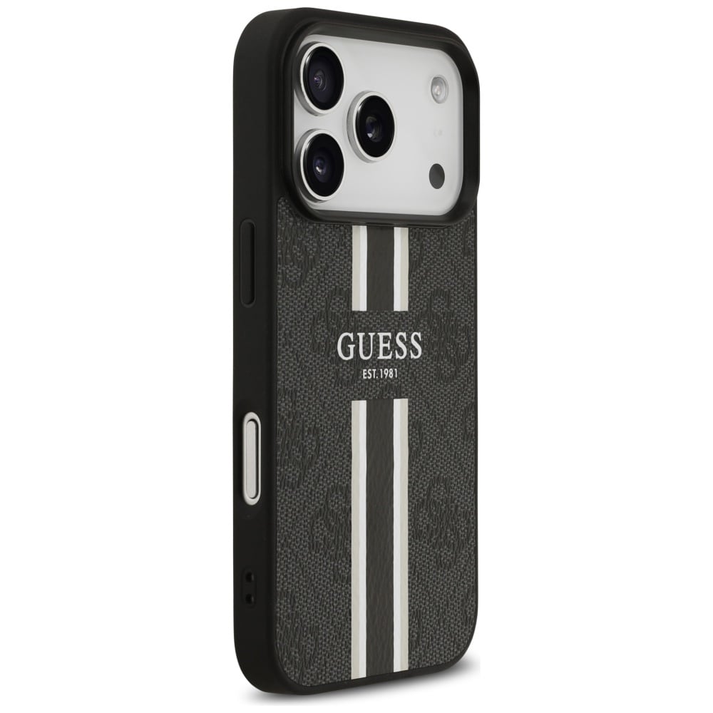 Guess 4G MagSafe-etui med trykte striber til iPhone 17 Pro – sort