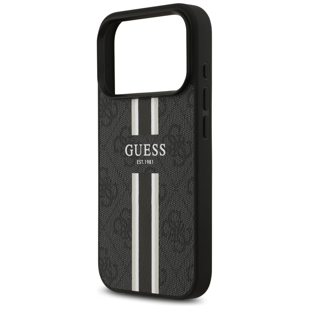 Guess 4G MagSafe-etui med trykte striber til iPhone 17 Pro – sort