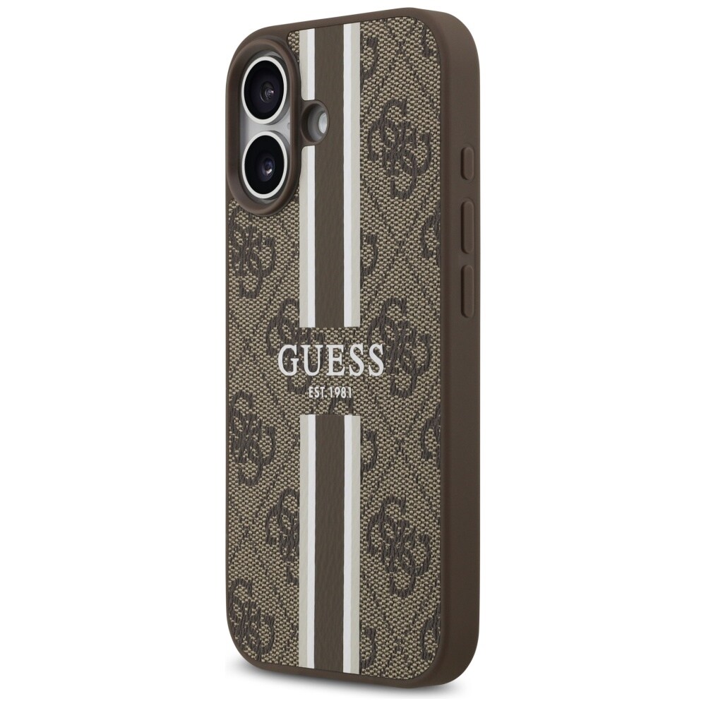 Guess 4G MagSafe-etui med trykte striber til iPhone 17 – brun