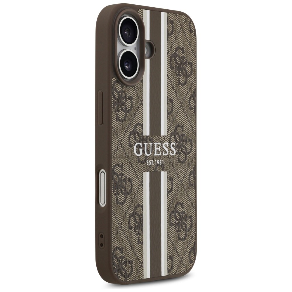 Guess 4G MagSafe-etui med trykte striber til iPhone 17 – brun