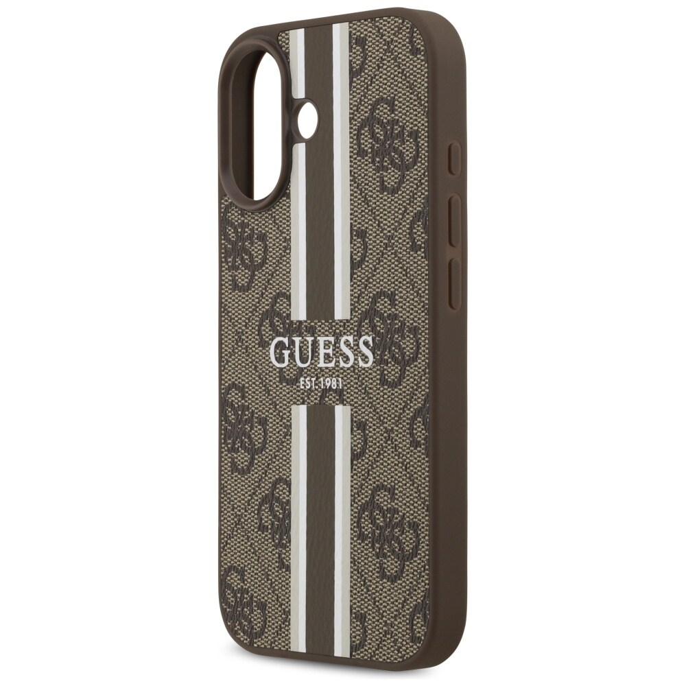 Guess 4G MagSafe-etui med trykte striber til iPhone 17 – brun