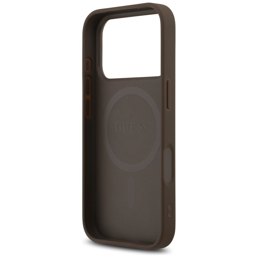 Guess 4G MagSafe-etui med trykte striber til iPhone 17 Pro – brun