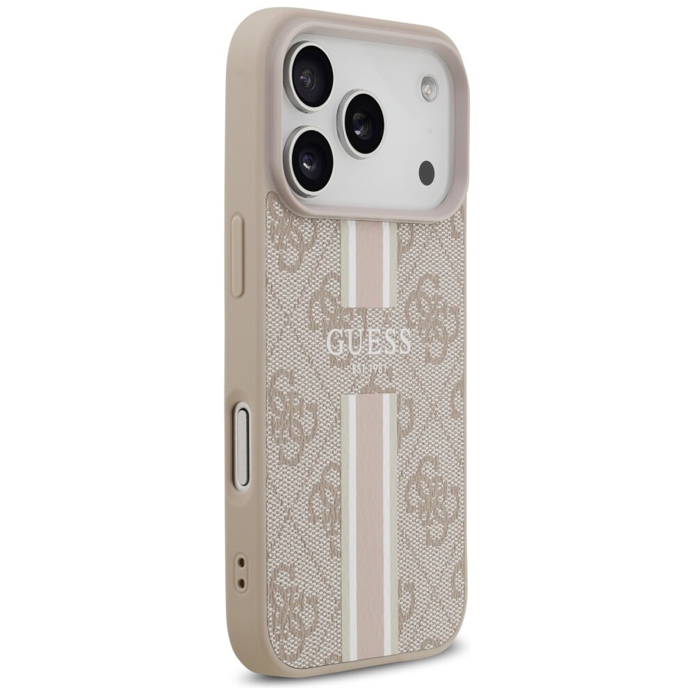 Guess 4G MagSafe-etui med trykte striber til iPhone 17 Pro – lyserød