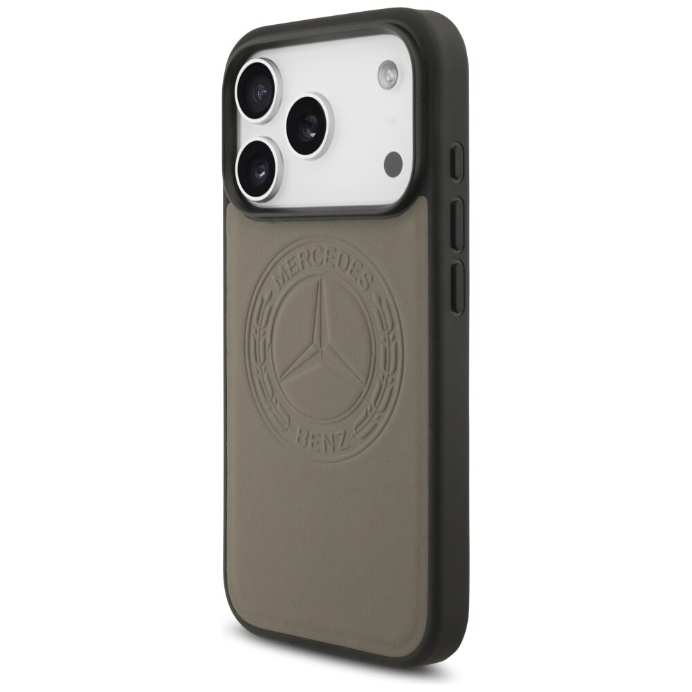 Mercedes læderetui med vintage-logo og MagSafe til iPhone 17 Pro – beige
