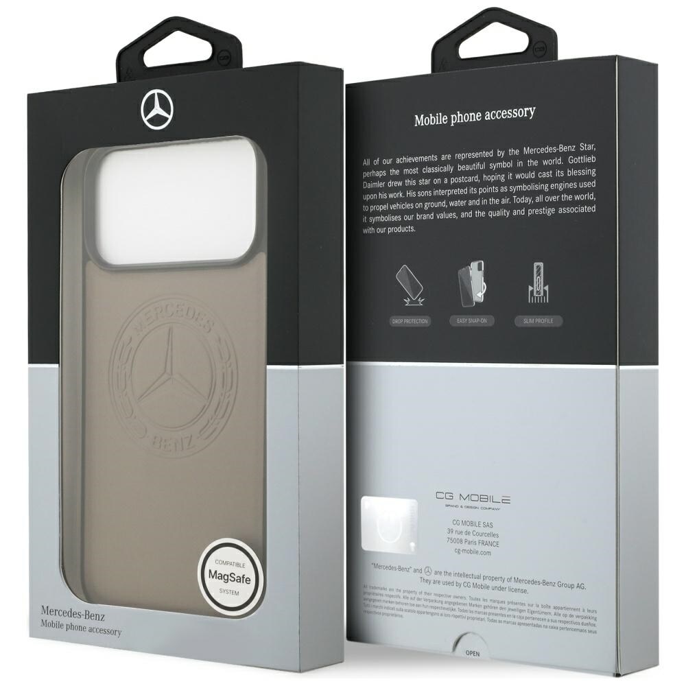 Mercedes læderetui med vintage-logo og MagSafe til iPhone 17 Pro Max – beige