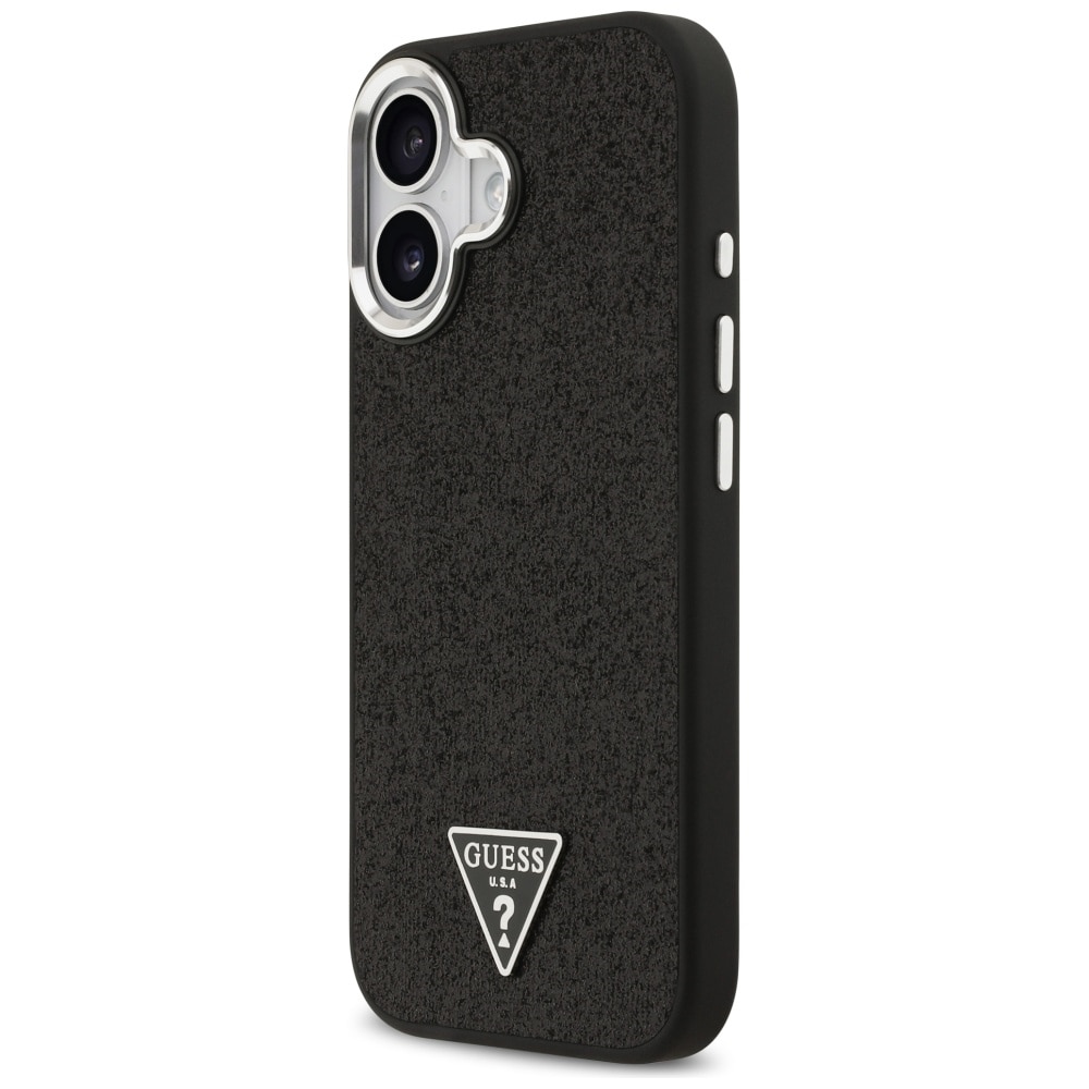 Guess Glitter Triangle Logo MagSafe-etui til iPhone 17 – Sort