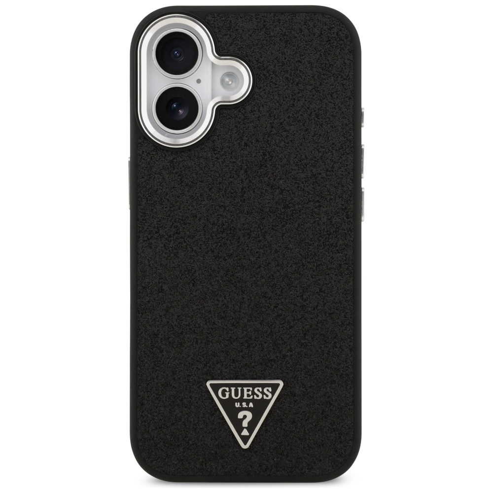 Guess Glitter Triangle Logo MagSafe-etui til iPhone 17 – Sort