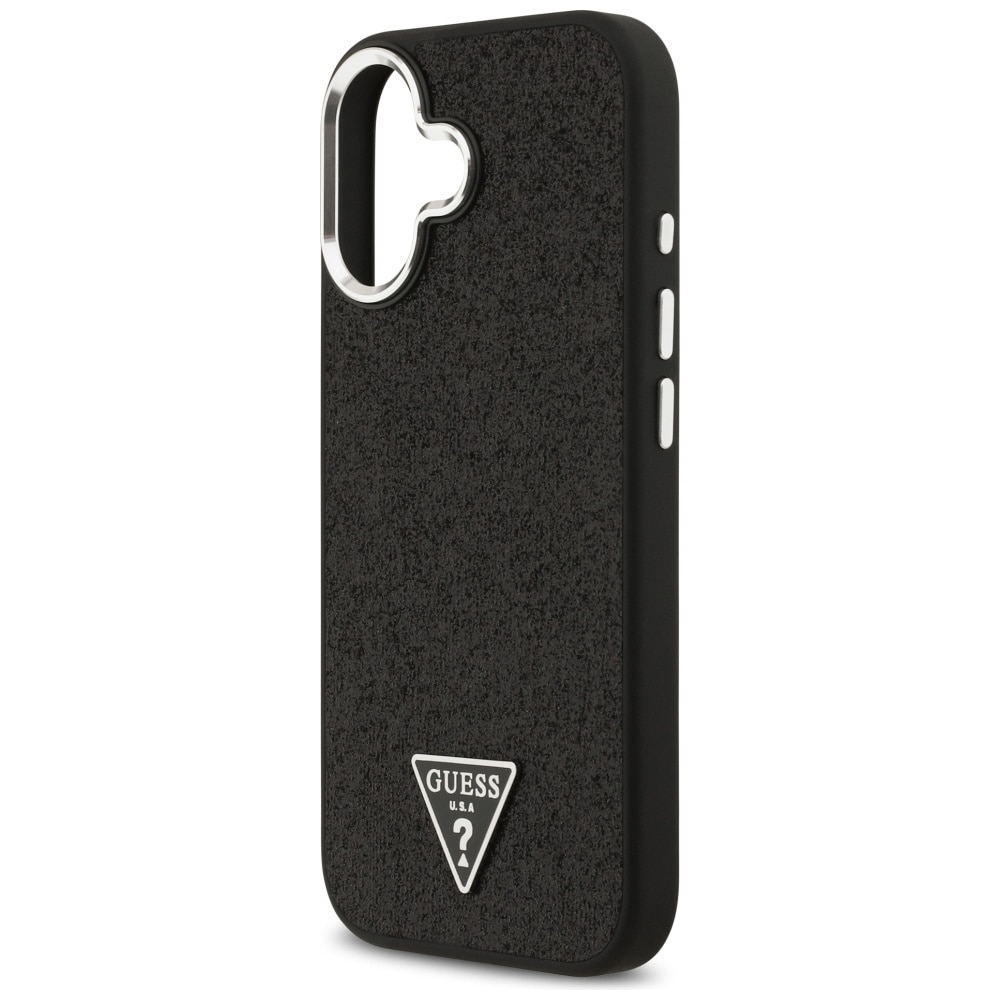 Guess Glitter Triangle Logo MagSafe-etui til iPhone 17 – Sort