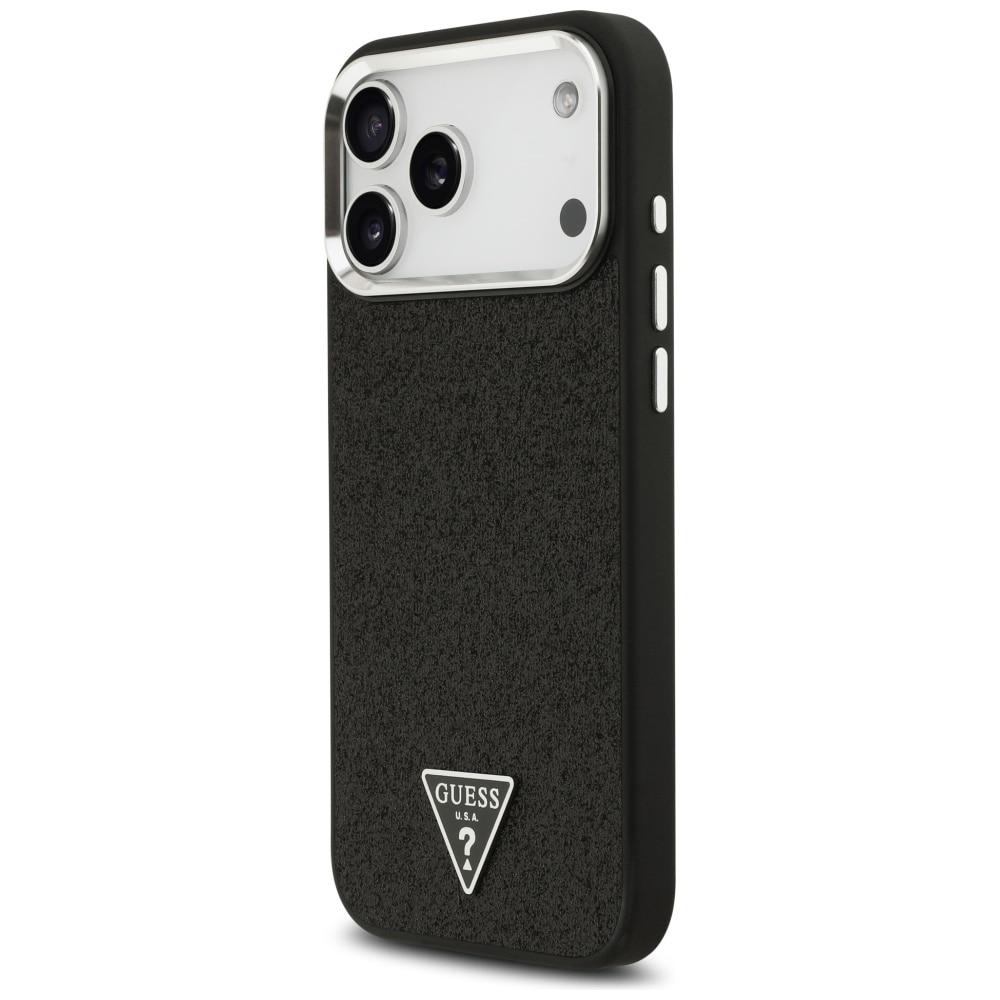 Guess Glitter Triangle Logo MagSafe-etui til iPhone 17 Pro Max – Sort