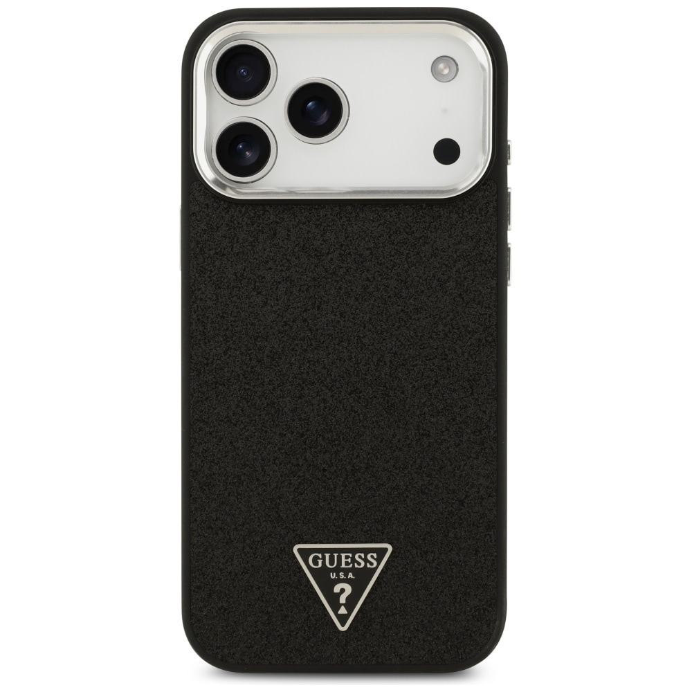 Guess Glitter Triangle Logo MagSafe-etui til iPhone 17 Pro Max – Sort