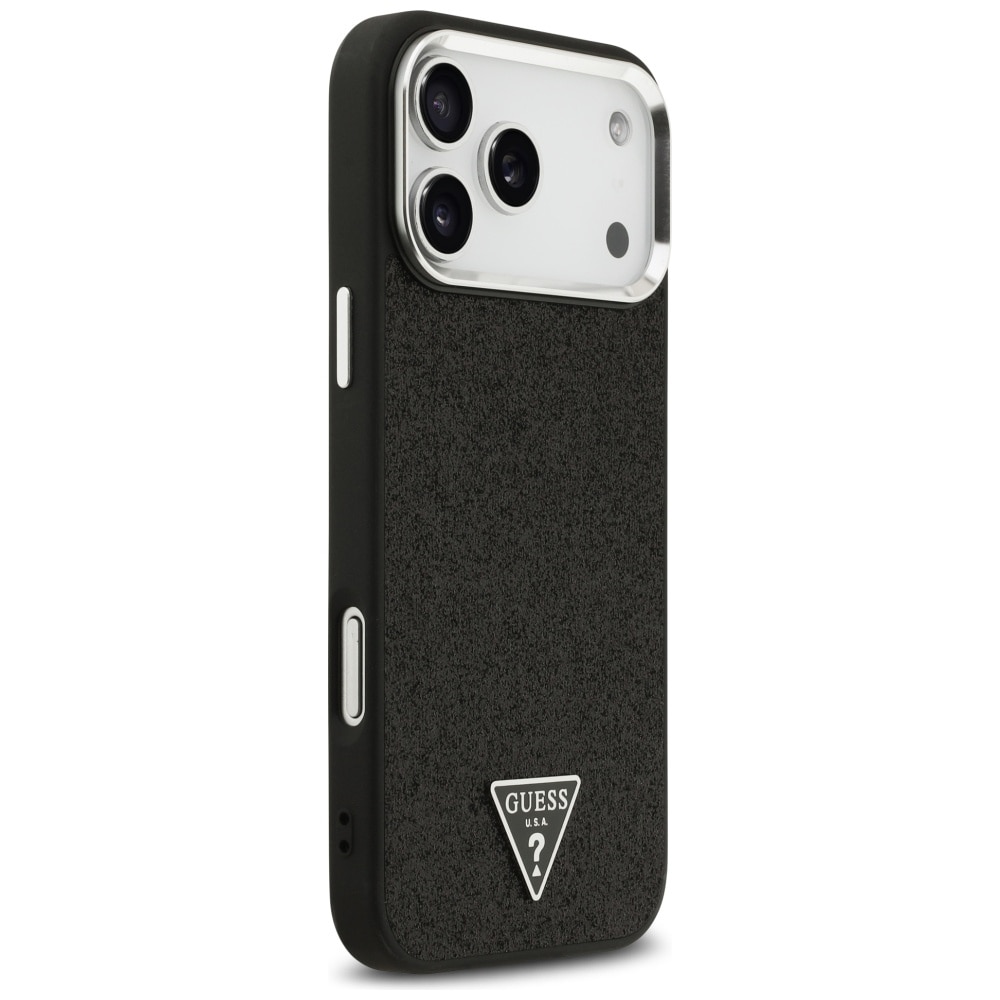 Guess Glitter Triangle Logo MagSafe-etui til iPhone 17 Pro Max – Sort