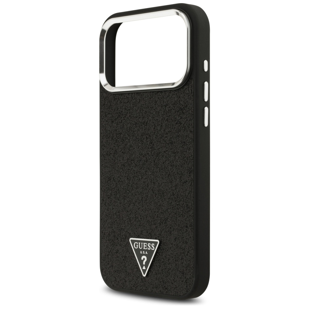 Guess Glitter Triangle Logo MagSafe-etui til iPhone 17 Pro Max – Sort