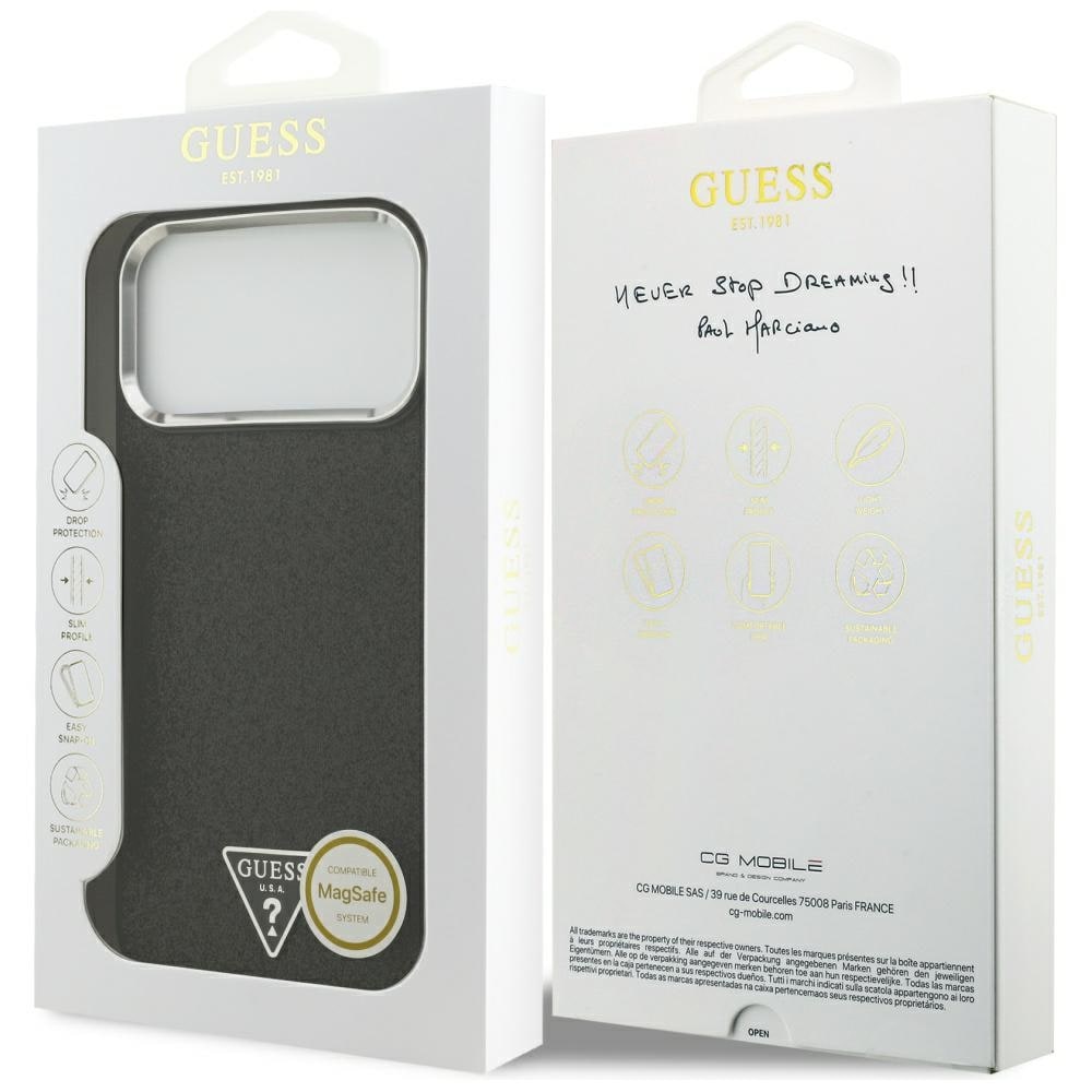 Guess Glitter Triangle Logo MagSafe-etui til iPhone 17 Pro Max – Sort