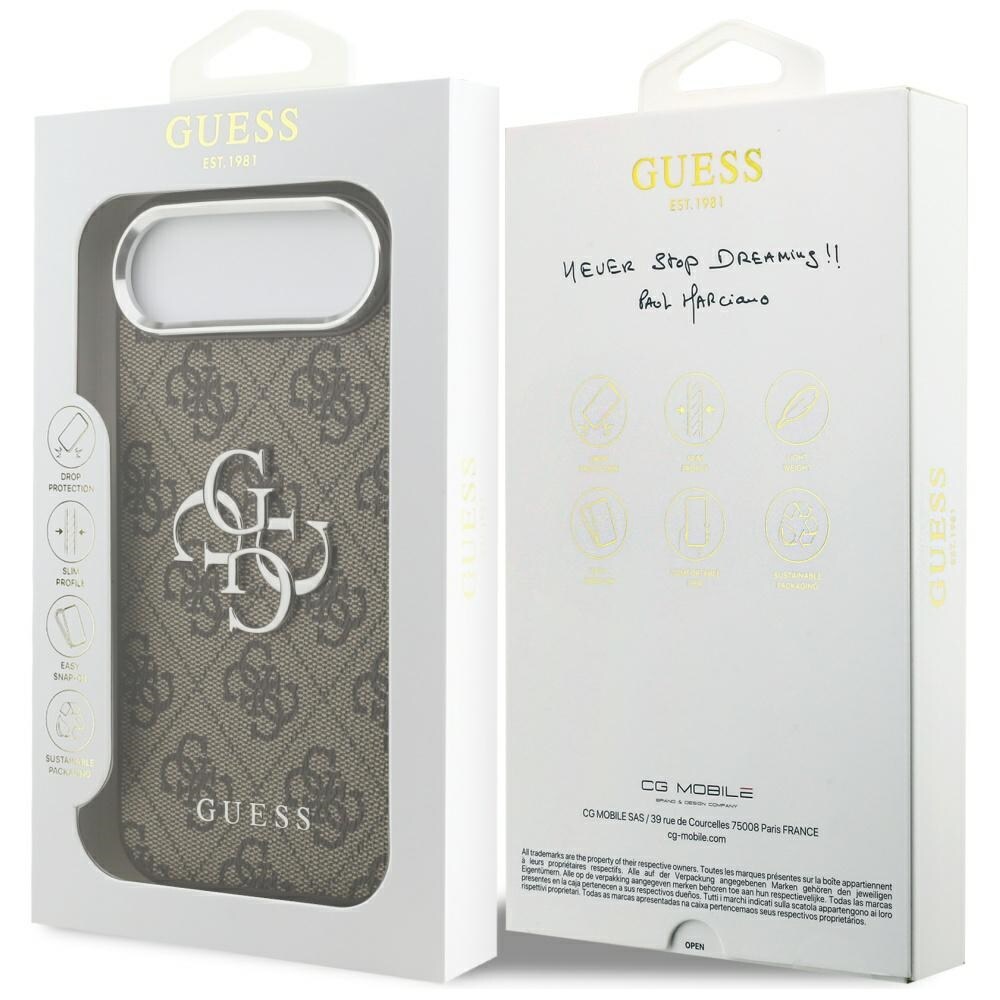 Guess 4G Big 4G Classic Logo-etui til iPhone 17 Air – brun og sølv