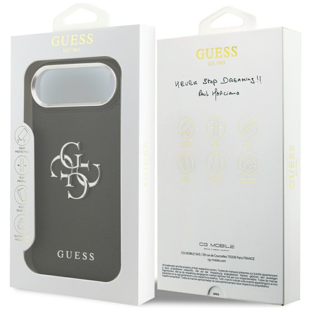 Guess Grained Big 4G Classic Logo-etui til iPhone 17 Air – sort