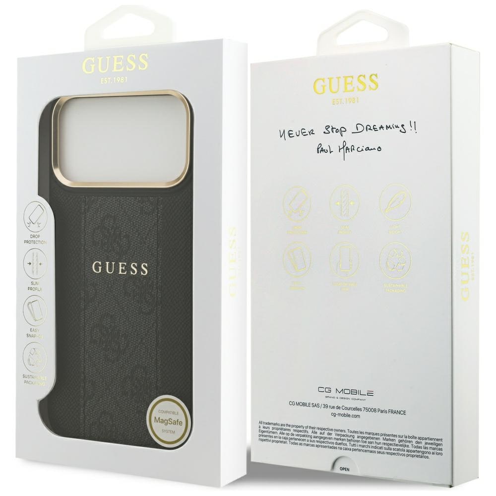 Guess 4G Stripe MagSafe-etui til iPhone 17 Pro Max – sort
