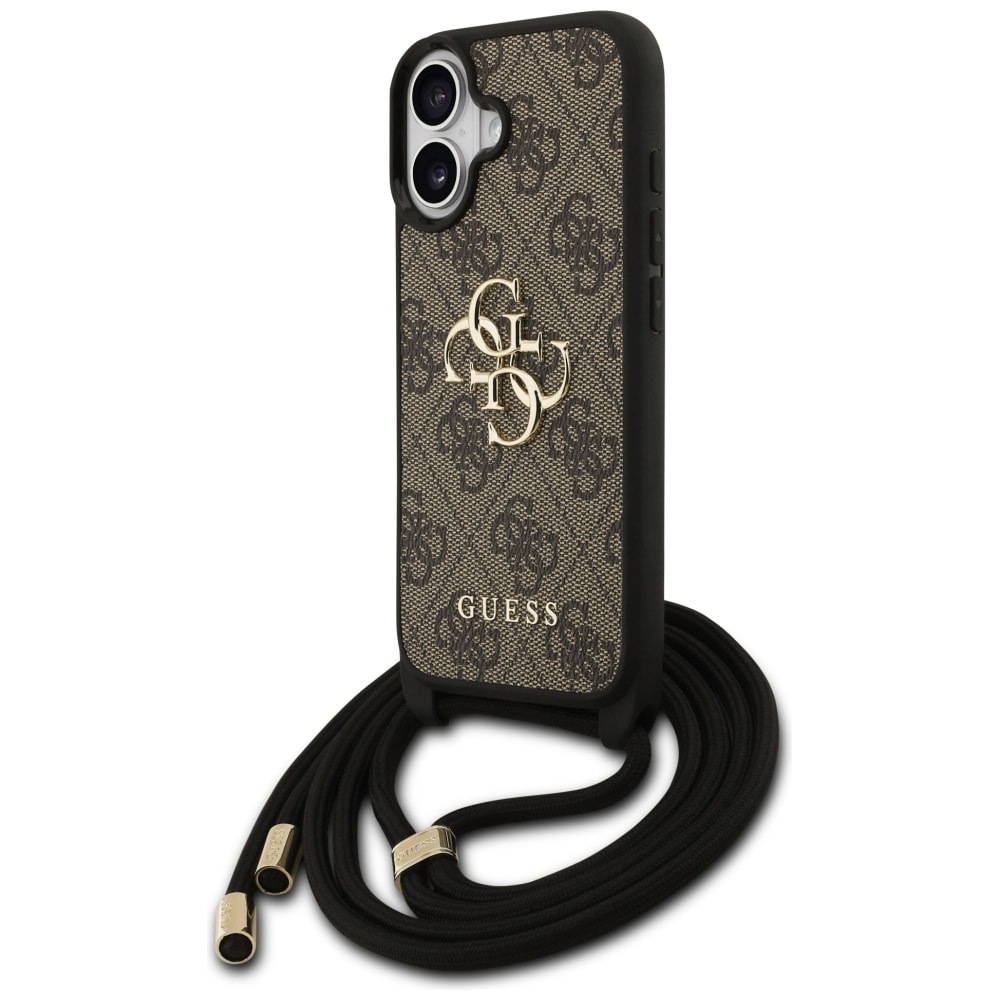 Guess 4G Big Logo Cord Stap Crossbody-etui til iPhone 17 – Brun
